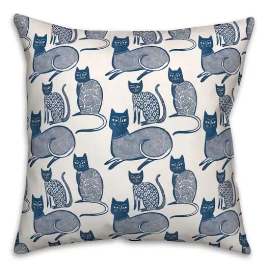 Blue Cat Pattern 18" x 18" Throw Pillow {3}