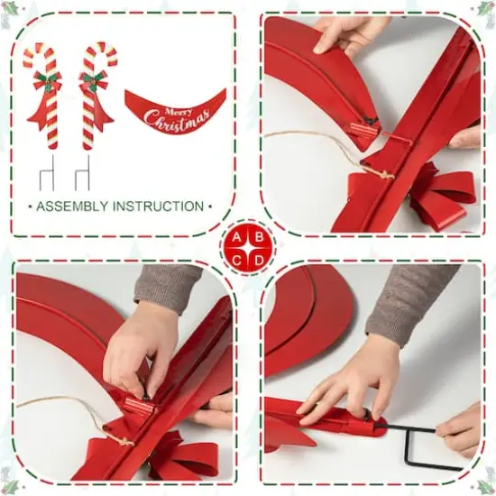 Glitzhome&reg; 3ft. Merry Christmas Candy Cane Metal Yard Stake {8}