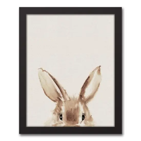 Peeking Bunny 11" x 14" Black Floating Framed Canvas {1}