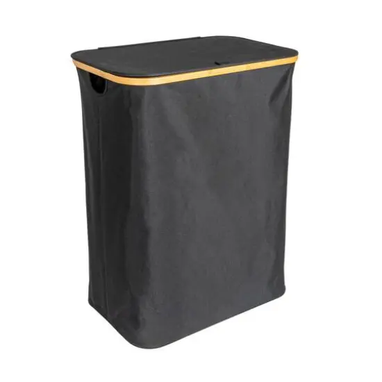 Household Essentials 29" Black Sleek Laundry Hamper with Dual Mesh Liners & Lid {1}