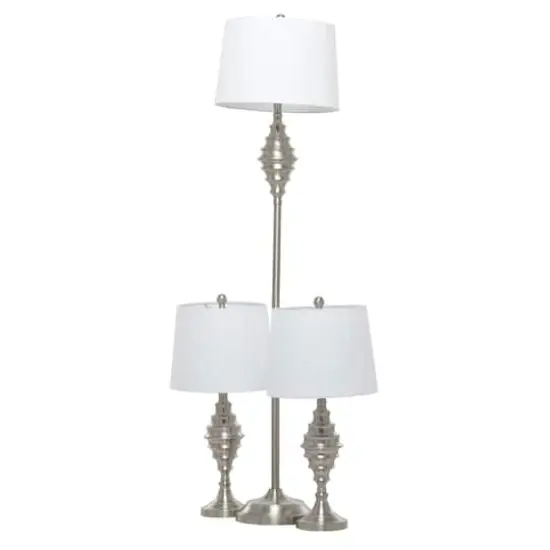 Set of 3 Silver Iron Coastal Table Lamp, 59" x 10" x 10" {3}