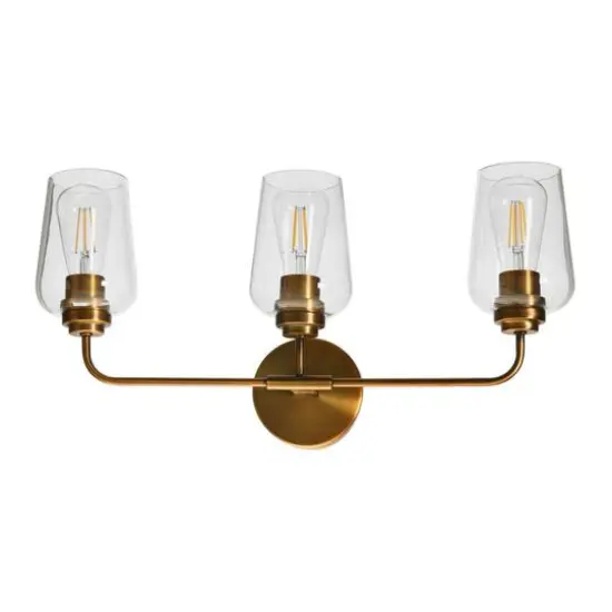 Hello Honey&reg; Robert Stevenson Lighting Holden Metal & Glass 3-Light Vanity Brushed Bronze {6}