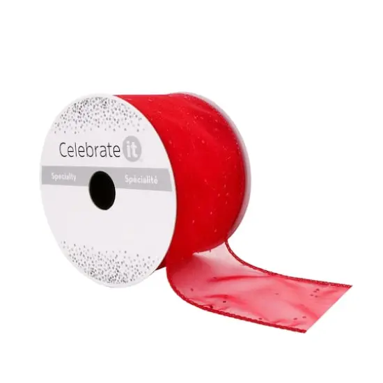 2.5"x 10yd. Glitter Shimmer Wired Ribbon by Celebrate It&reg; Specialty Red {1}