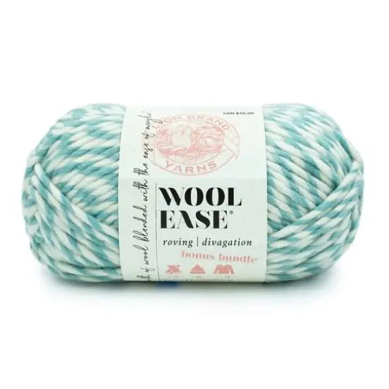 Lion Brand&reg; Wool-Ease&reg; Roving Bonus Bundle Yarn Aqua/Cream {1}