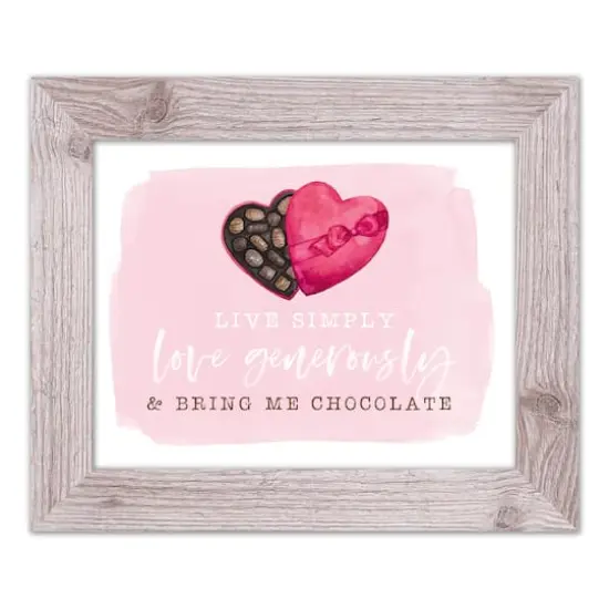 Live Simple Love Chocolate Western White Framed Print {1}