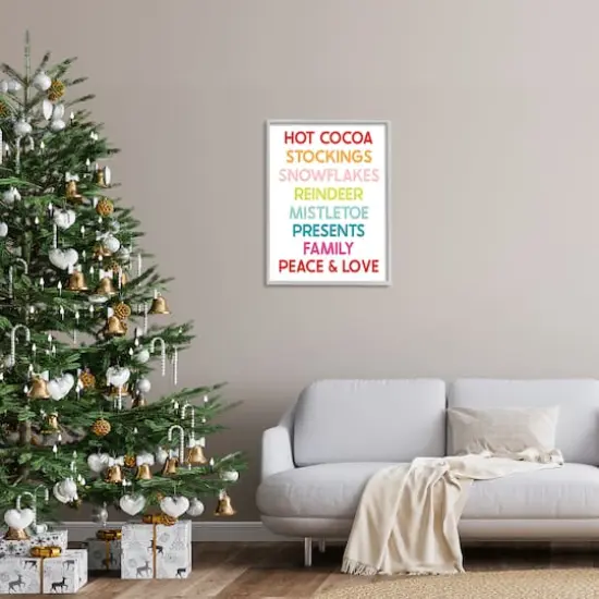 Stupell Industries Peace & Love Rainbow Christmas List Framed Giclee Art Gold {3}