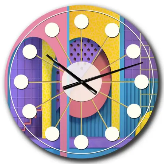 Designart 'Abstract Retro Geometric Architecture Mid-Century Modern Wall Clock {1}