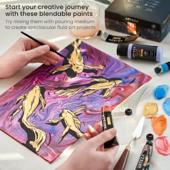 Arteza&reg; 12 Color Metallic Acrylic Paint Set {8}