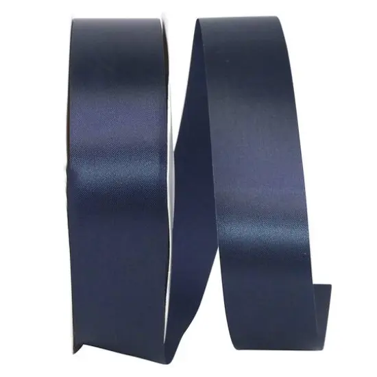 JAM Paper 3/8" x 100yd. Single Face Satin Allure Ribbon Dark Navy {1}