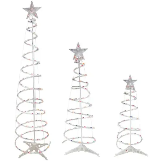 3ft., 4ft., & 6ft. Pre-Lit Spiral Artificial Christmas Tree Set, Multicolor Lights {8}