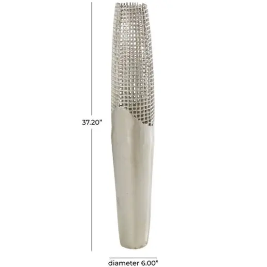 3ft. Silver Aluminum Grid Inspired Vase with Open Frame Design {6}