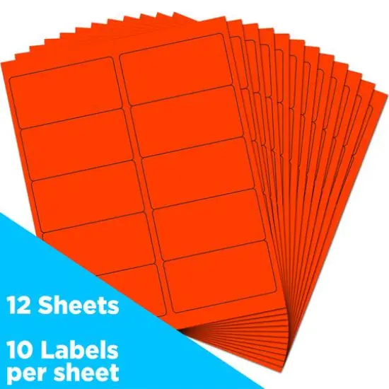 JAM Paper Standard Address Labels, 120ct. Neon Fluorescent Red {4}