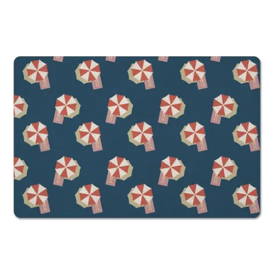Umbrella Pattern Floor Mat Navy and Red {1}