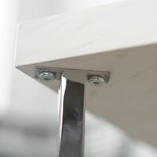 Luxe 42" Faux White Marble & Chrome Y Leg Modern Glam Coffee Table {4}