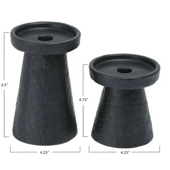 Hello Honey&reg; Stoneware Pillar & Taper Candle Holders Black {7}