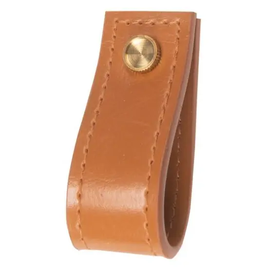 Dritz&reg; Home 5.5'' Faux Leather Handle Set Ocher Brown {5}