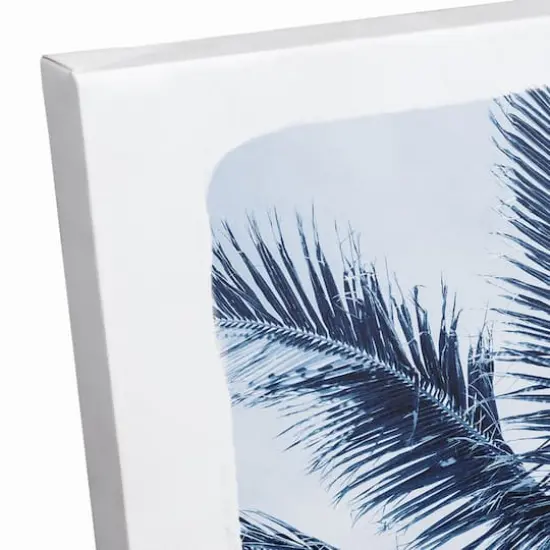 Navy Beach Palm Canvas Wall Art {4}