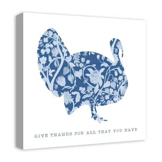 Floral Blue Turkey Canvas Wall Art {3}