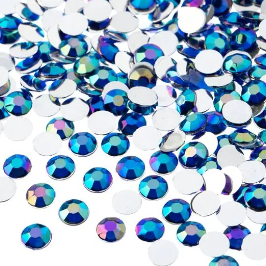 John Bead 6mm Acrylic Round Flat Back Rhinestones, 1,000ct. Royal Blue AB {1}