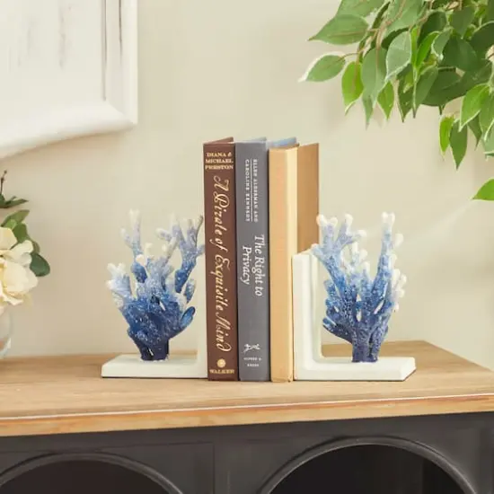 7" Coral Metal Bookend Set Blue {9}