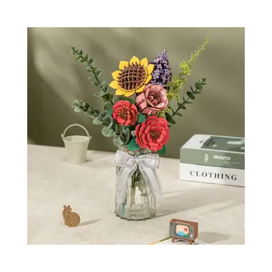 Rowood Wooden Flower Bouquet 3D Wooden Puzzle {6}