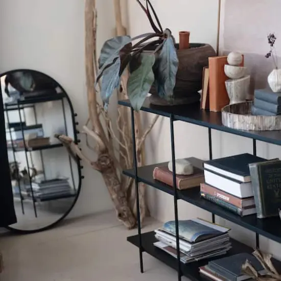 Hello Honey&reg; 35.5" Matte Black Metal Framed Oval Wall Mirror with Balls {3}