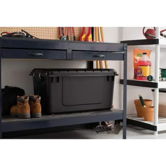 IRIS&reg; Remington&reg; 82qt. Black Store-It-All Utility Tote with Buckle Lid {3}