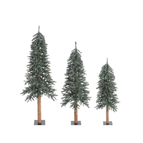 4ft., 5ft. & 6ft. Unlit Natural Bark Alpine Artificial Christmas Tree Set {1}
