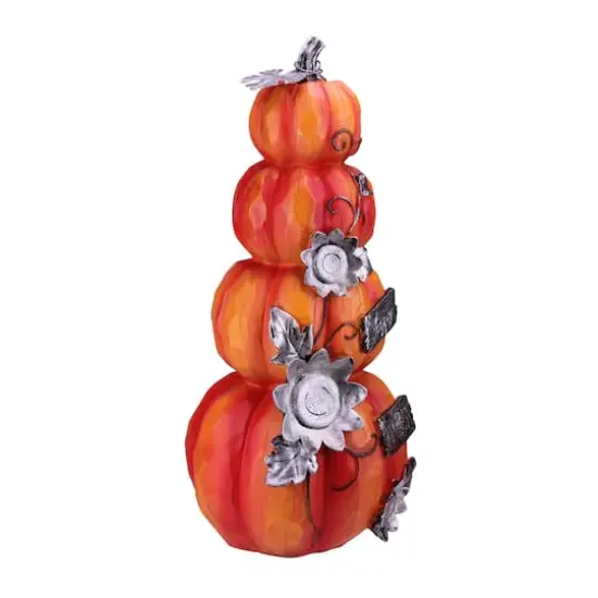 19" Orange & Silver Happy Harvest Pumpkin Tabletop D&eacute;cor {3}