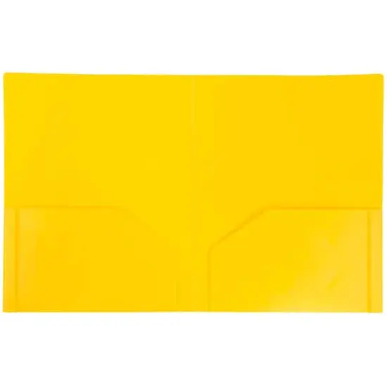 JAM Paper Heavy Duty Plastic 2-Pocket Folders, 6ct. Yellow {4}