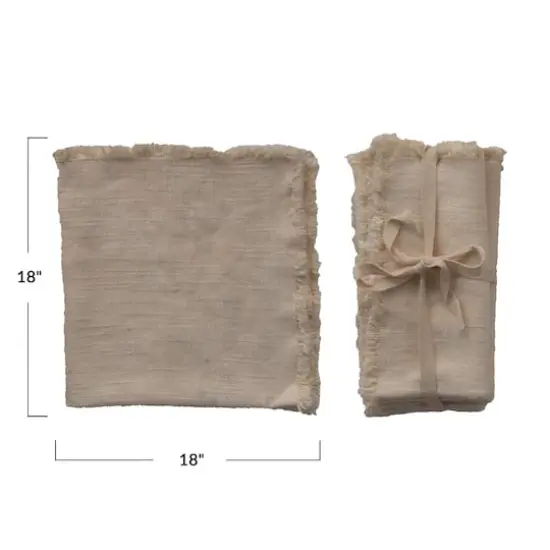 Hello Honey&reg; Cream Square Linen Napkin with Fringe Trim, 4ct. {3}