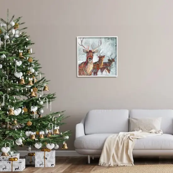 Stupell Industries Winter Reindeer Holiday Landscape Framed Giclee Art White {3}