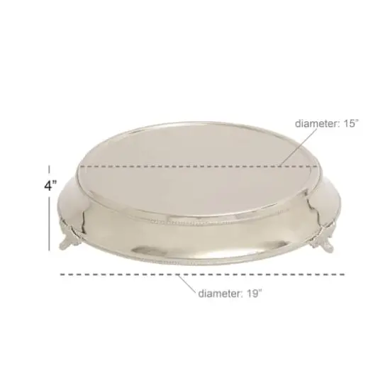 18" Traditional Round Silver Stainless Steel Beaded Cake Stand {4}