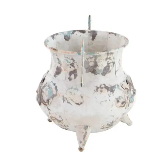 White Metal Vintage Vase, 11" x 11" x 11" {4}