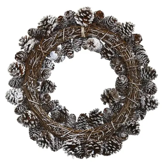 17" Snowy Pinecone Wreath {3}