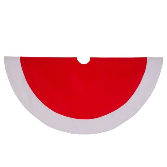 Glitzhome&reg; 48" Red & White Felt Christmas Tree Skirt {4}