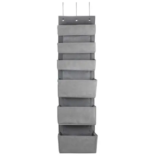 Household Essentials 6-Pocket Over the Door Gray Pocket Organizer {9}