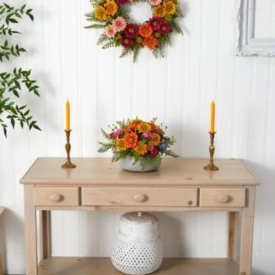 10" Mixed Floral Arrangement in Stone Planter {4}