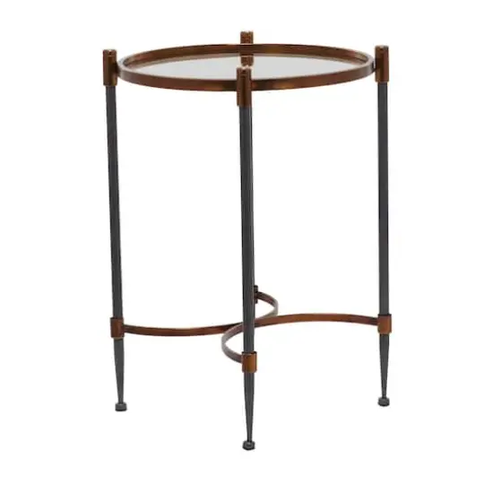 25" Black Iron Traditional Accent Table {4}