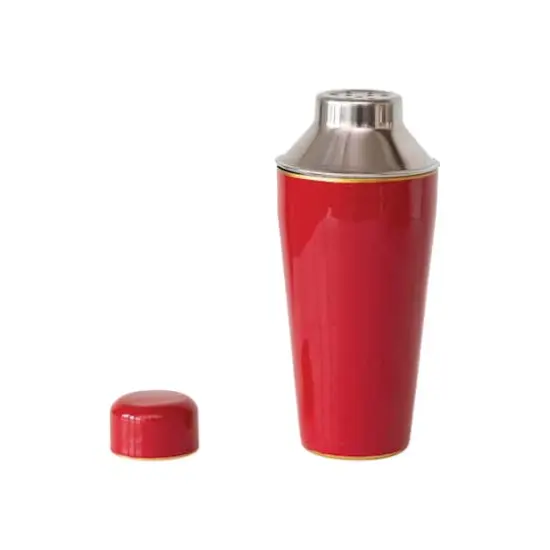 Hello Honey&reg; 22oz. Red Enameled Stainless Steel Cocktail Shaker with Gold Rim {4}