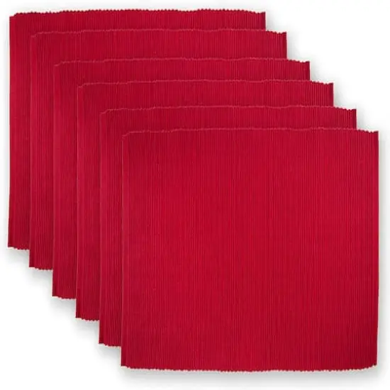 DII&reg; Ribbed Cotton Placemats, 6ct. Cardinal Red {1}