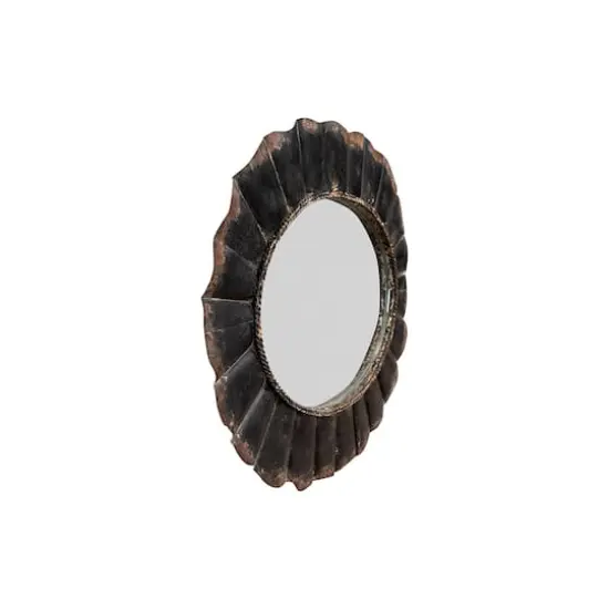 Hello Honey&reg; 31" Black Oval Scalloped Metal Mirror {4}