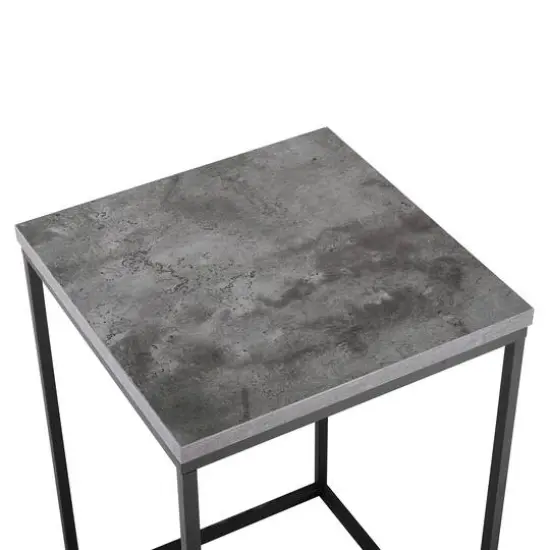 Walker Edison Modern Square Side Table Dark Concrete {8}