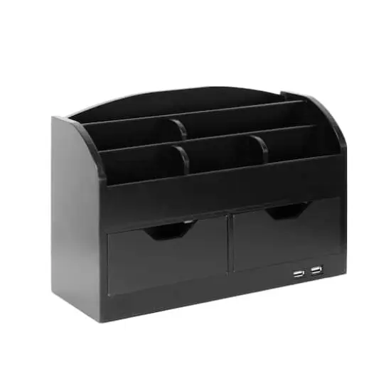American Art Décor™ Black Space Saving Desk Organizer with USB Port {9}