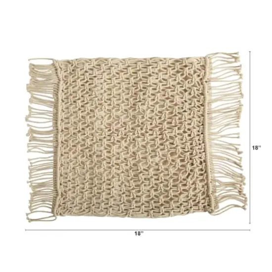 18" Bohemian Fringed Woven Macram&eacute; Pillow Cover {6}