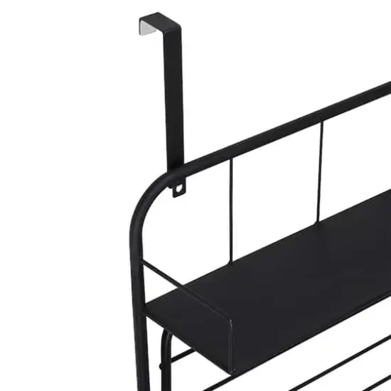 Honey Can Do Black Collapsible Wall-Mounted Clothes Drying Rack with Shelf {9}