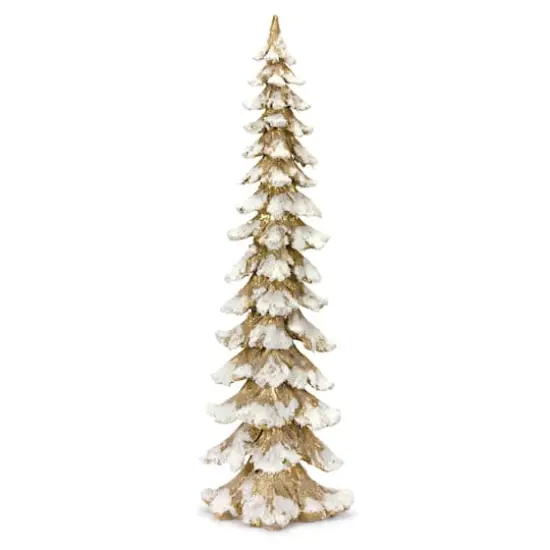 34.5" Unlit White & Gold Artificial Christmas Tree {1}