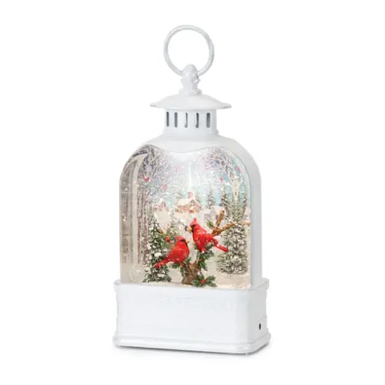 10.5" LED Cardinals Snow Globe Lantern {1}