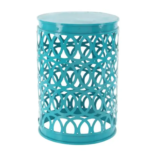 Aqua, Green & Orange Metal Coastal Accent Table Set {4}