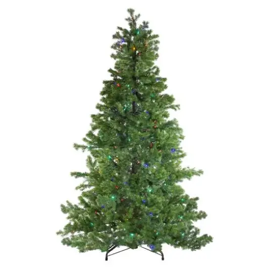 7.5ft. Pre-Lit Medium Layered Pine Instant Power Artificial Christmas Tree, Dual Color&reg; LED Lights {3}